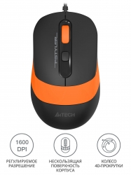 Мышь A4Tech Fstyler FM10 черный/оранжевый проводная 