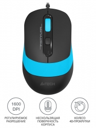 Мышь A4Tech Fstyler FM10 черный/синий проводная
