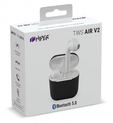 Гарнитура вкладыши Hiper TWS AIR V2 белый глянец беспроводные bluetooth в ушной раковине (HTW-SA1)