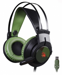 Наушники с микрофоном A4Tech Bloody J450 черный/зеленый