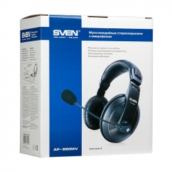 Наушники с микрофоном Sven AP-860MV черный 2м мониторные оголовье
