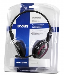 Наушники с микрофоном Sven AP-540 черный/красный 2.2м накладные оголовье