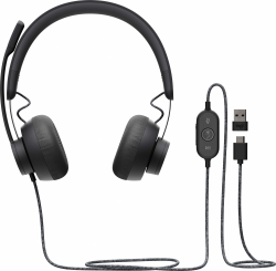 Наушники с микрофоном Logitech Zone Wired UC черный матовый (981-000875)