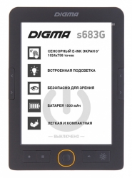 Электронная книга Digma S683G 6 E-ink HD Carta 1024x758 Touch Screen/4Gb/microSDHC/подсветка дисплея серый