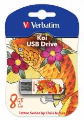 Флеш Диск Verbatim 8Gb Store n Go Mini Tattoo Koi 49882 USB2.0 белый/узор