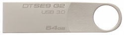 Флеш Диск Kingston 64Gb DataTraveler SE9 G2 DTSE9G2/64GB USB3.0 серебристый