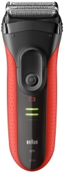 Бритва сетчатая Braun Series 3 3030s+EN10 черный/красный