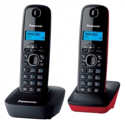 Р/Телефон Dect Panasonic KX-TG1612RU3 темно-серый/красный (труб. в компл.:2шт) АОН