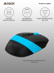 Мышь A4Tech Fstyler FG10 черный/синий беспроводная