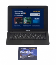 Ноутбук Digma EVE 10 C301 Celeron N3450/3Gb/SSD32Gb/Intel HD Graphics 500/10.1/IPS/HD 1280x800/Windows 10 Home Single Language 64/black/WiFi/BT/Cam