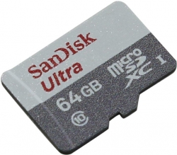 Карта памяти MicroSDHC Sandisk 64Gb Class10 SDSQUNS-064G-GN3MN Ultra 80 б/ад