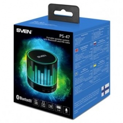 Колонка порт. Sven PS-47 черный 3W 1.0 BT/3.5Jack/USB 10м 300mAh
