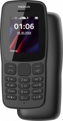 Мобильный телефон Nokia 106 серый моноблок 2Sim 1.8 120x160 Nokia 30+ GSM900/1800 FM