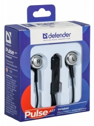Гарнитура вкладыши Defender Pulse 427 1.2м черный/серебристый проводные в ушной раковине (63427)