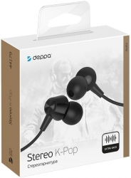 Гарнитура вкладыши Deppa K-Pop 1.2м черный проводные в ушной раковине (44179)