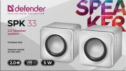 Колонки Defender SPK 33 2.0 белый 5Вт портативные