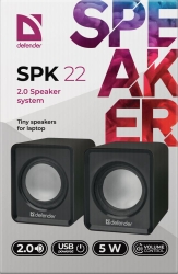 Колонки Defender SPK 22 2.0 черный 5Вт портативные