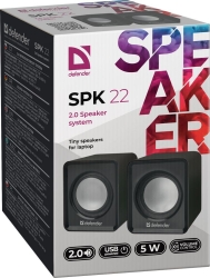 Колонки Defender SPK 22 2.0 черный 5Вт портативные