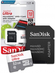 Карта памяти MicroSDHC SanDisk 32Gb Ultra SDSQUNR-032G-GN3MA