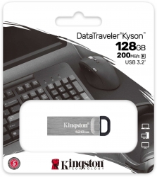 Флеш Диск Kingston 128Gb DT Kyson DTKN/128GB USB3.1 серебристый/черный