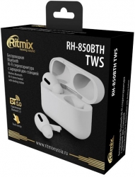 Гарнитура вкладыши Ritmix RH-850BTH белый bluetooth