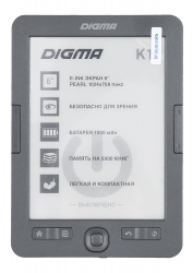 Электронная книга Digma K1 6 E-ink HD Pearl 758x1024 600MHz/4Gb/microSDHC темно-серый