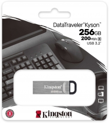 Флеш Диск Kingston 256Gb DT Kyson DTKN/256GB USB3.1 серебристый/черный