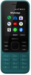 Мобильный телефон Nokia 6300 4G 4Gb 512Mb бирюзовый моноблок 3G 4G 2Sim 2.4 240x320 KaiOS 0.3Mpix 802.11 b/g/n GPS GSM900/1800 GSM1900 MP3 FM A-GPS
