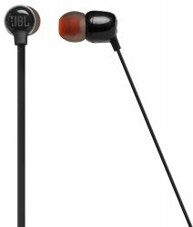 Гарнитура вкладыши JBL T115BT черный беспроводные bluetooth шейный обод (JBLT115BTBLK)