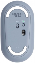 Мышь Logitech Pebble M350 синий оптическая (1000dpi) silent беспроводная BT/Radio USB для ноутбука (2but)