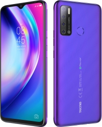 Смартфон Tecno Pouvoir 4 32Gb 3Gb пурпурный моноблок 3G 4G 2Sim 6.95 720x1640 Android 10 13Mpix 802.11 a/b/g/n/ac GPS GSM900/1800 GSM1900 MP3 micro