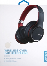 Гарнитура мониторные Lenovo HD200 черный/красный беспроводные bluetooth оголовье (УТ000023545)