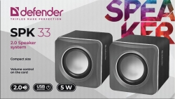 Колонки Defender SPK 33 2.0 серый 5Вт портативные