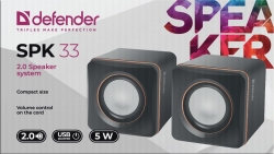 Колонки Defender SPK 33 2.0 черный/оранжевый 5Вт портативные