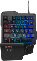 Игровой блок Оклик 701G IRON FIST черный USB for gamer LED подставка для запястий