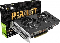 Видеокарта Palit PCI-E PA-RTX2060 DUAL 6G no LED NVIDIA GeForce RTX 2060 6144Mb 192 GDDR6 1365/14000 DVIx1/HDMIx1/DPx1/HDCP Ret