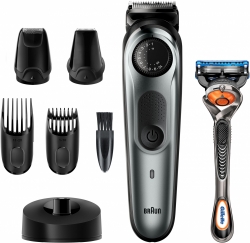Триммер Braun BT7240 + Бритва Gillette + 2 кас черный (насадок в компл:4шт)