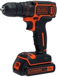 Дрель-шуруповерт Black+Decker BDCDC18B-QW аккум. патрон:быстрозажимной (кейс в комплекте)