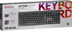 Клавиатура Defender Action HB-719 механическая черный USB for gamer LED (подставка для запястий)