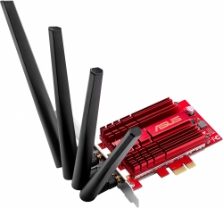 Сетевой адаптер WiFi Asus PCE-AC88 AC3100 PCI Express x1 (ант.внеш.съем) 4ант. (упак.:1шт)
