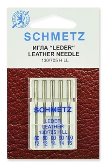 Иглы для швейных машин Schmetz 130/705H LL 80(2)90(2)100 5шт Leather Blister