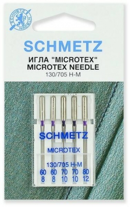 Иглы для швейных машин Schmetz 130/705H-M 60(2)70(2)80(1) 5шт Microtex Blister