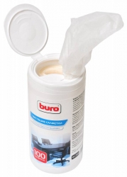 Салфетки Buro BU-Tsurl для пластиковых поверхностей и офисной мебели туба 100шт влажных