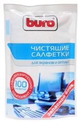 Салфетки Buro BU-Zscreen для экранов мониторов/плазменных/ЖК телевизоров/ноутбуков мягкая упаковка 100шт влажных