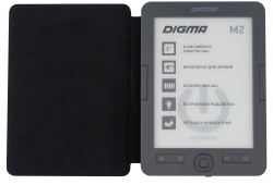 Электронная книга Digma M2 6 E-ink HD 758x1024 600MHz 128Mb/4Gb/SD/microSDHC/подсветка дисплея темно-серый (в компл.:обложка)