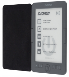 Электронная книга Digma M2 6 E-ink HD 758x1024 600MHz 128Mb/4Gb/SD/microSDHC/подсветка дисплея темно-серый (в компл.:обложка)
