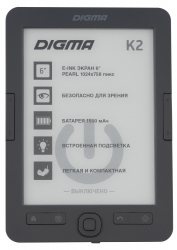 Электронная книга Digma K2 6 E-ink HD Pearl 758x1024 600MHz/4Gb/microSDHC/подсветка дисплея темно-серый