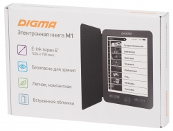 Электронная книга Digma M1 6 E-ink HD 758x1024 600MHz 128Mb/4Gb/SD/microSDHC темно-серый (в компл.:обложка)