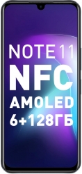 Смартфон Infinix X663B Note 11 128Gb 6Gb черный моноблок 3G 4G 2Sim 6.7 1080x2400 Android 11 50Mpix 802.11 a/b/g/n/ac NFC GPS GSM900/1800 GSM1900 Tou