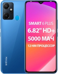 Смартфон Infinix X6823C SMART 6 PLUS 64Gb 2Gb синий моноблок 3G 4G 2Sim 6.82 720x1640 Android 12 8Mpix 802.11 a/b/g/n/ac GPS GSM900/1800 GSM1900 Touc